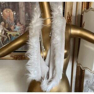 Cabi Women's Cream Faux Fur‎ Trim Twist Infinity Scarf O/S